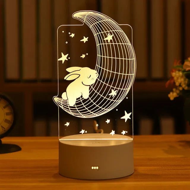Luminárias de Mesa Led Criativas Diversas Coisas USB Warm White Rabbit moon 